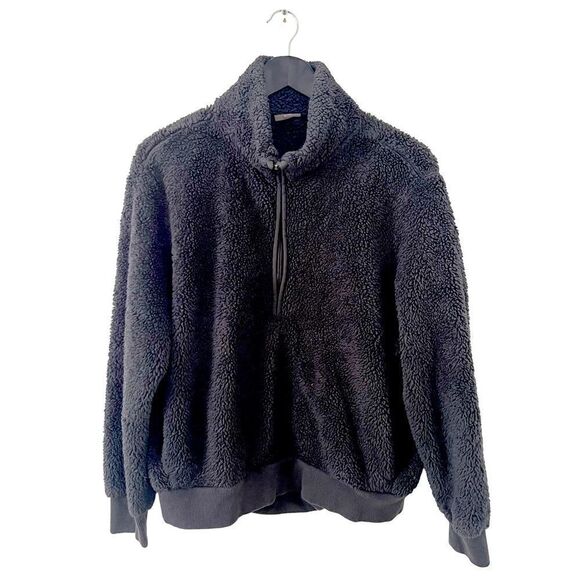Shambhala Dark Grey Teddy Bear Quarter Zip Hoodie Sweater - Picture 1 of 4